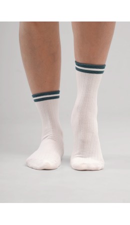 CLE Носки жен.Д5638 карелия хл+эл, молочный/зелёный