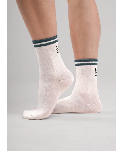 CLE Носки жен.Д5638 карелия хл+эл, молочный/зелёный