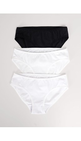 CLE Трусы дев.(набор) GC5654 3 шт, белый/чёрный