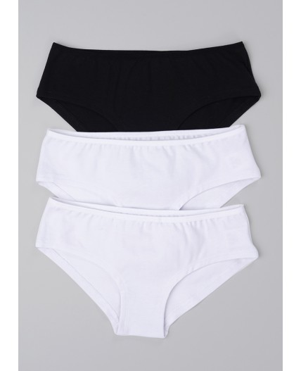 CLE Трусы дев.(набор) GSH5576 3 шт, белый/чёрный
