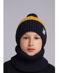 CLE Шапка дет. 433849ак флис, горчичный/т.синий