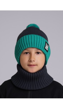 CLE Шапка дет. 433849ак флис, т.зелёный/чёрный