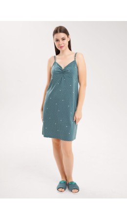 CLE LS26-1225 Сорочка ночн. жен. Капибара, т.зелёный/молочный