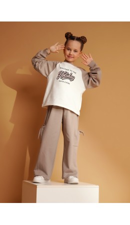 CLE Брюки дев. 867375/15ан, св.коричневый/кофейный