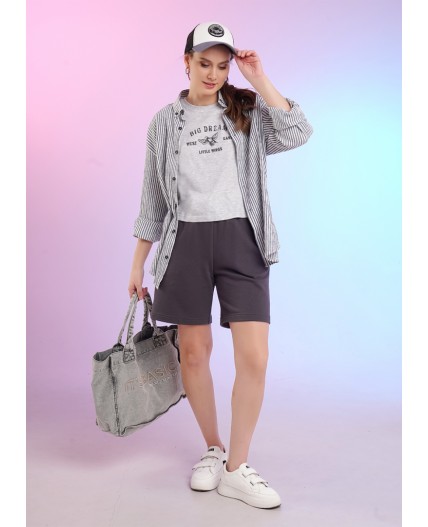 CLE LF26-1229/2 мел Футболка жен. Спринт, меланж св.серый