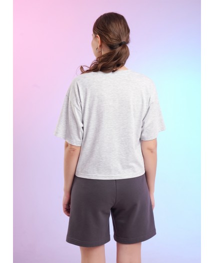 CLE LF26-1229/2 мел Футболка жен. Спринт, меланж св.серый