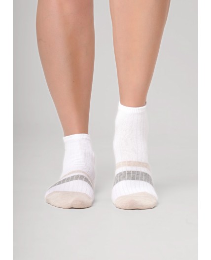 CLE Носки жен.Д5603 fashion база укороч, белый/меланж св.бежевый