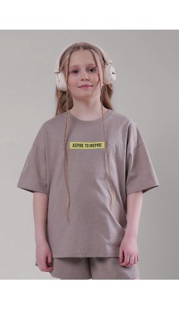 CLE Футболка дев. 867412/15кдн_п, св.коричневый/кофейный