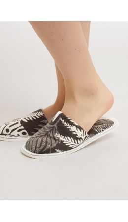 CLE SW26-1231C Пантолеты жен. домаш. Пальмира, молочный/т.коричневый