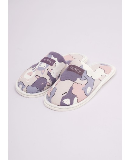 CLE SW26-968C/1 Пантолеты жен. домаш. Домашний микс ВЛ26, св.бежевый/т.фиолетовый