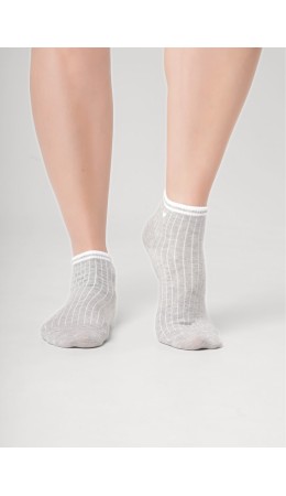 CLE Носки жен.Д5601 дизайн база укороч, меланж серый