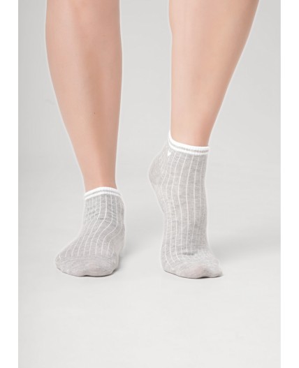 CLE Носки жен.Д5601 дизайн база укороч, меланж серый