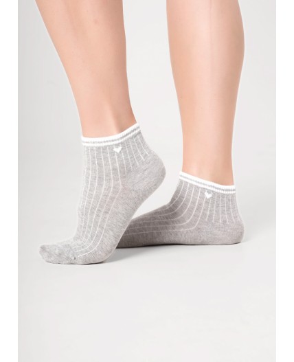 CLE Носки жен.Д5601 дизайн база укороч, меланж серый