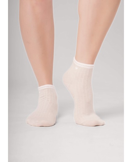 CLE Носки жен.Д5601 дизайн база укороч, меланж св.бежевый