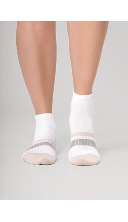 CLE Носки жен.Д5603 дизайн база укороч, белый/меланж св.бежевый