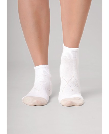 CLE Носки жен.Д5604Z дизайн база укороч, белый/меланж св.бежевый