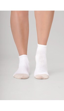 CLE Носки жен.Д5606 дизайн база укороч, белый/меланж св.бежевый