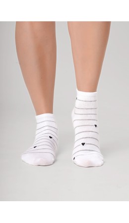 CLE Носки жен.Д5607 дизайн база укороч, белый/меланж серый