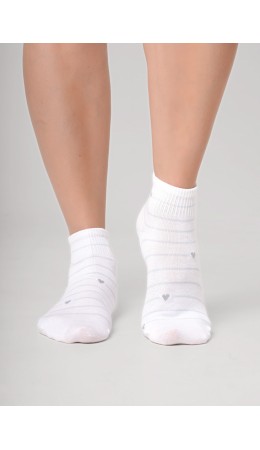 CLE Носки жен.Д5607 дизайн база укороч, белый/св.голубой