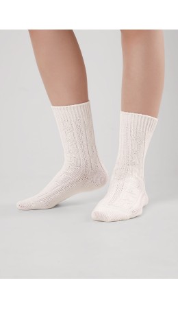 CLE Носки жен.Д681Х зима дизайн, молочный