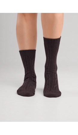 CLE Носки жен.Д681Х зима дизайн, коричневый