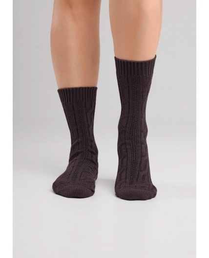 CLE Носки жен.Д681Х зима дизайн, коричневый