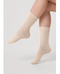 CLE Носки жен.Д684Ш зима дизайн, меланж бежевый