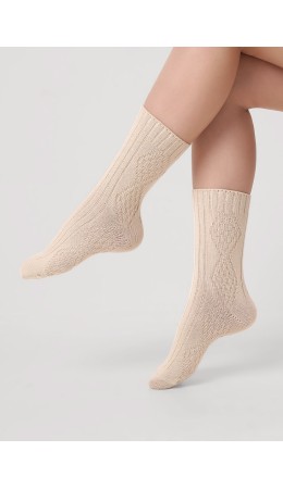 CLE Носки жен.Д684Ш зима дизайн, меланж бежевый