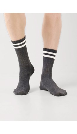CLE Носки муж.M1004 маркет хл+эл, меланж т.серый