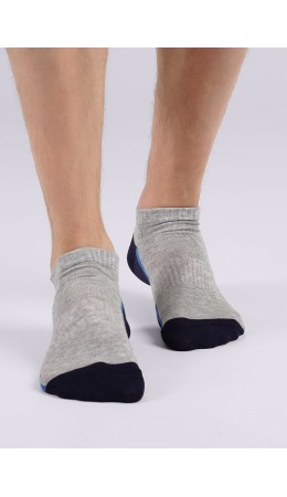 CLE Носки муж.M2003 маркет укороч, меланж серый/т.синий
