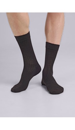 CLE Носки муж.К3402Л дизайн база хл+эл, т.коричневый