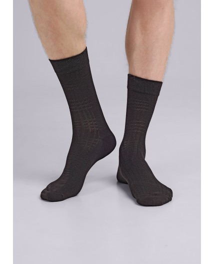 CLE Носки муж.К3402Л дизайн база хл+эл, т.коричневый