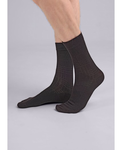 CLE Носки муж.К3402Л дизайн база хл+эл, т.коричневый
