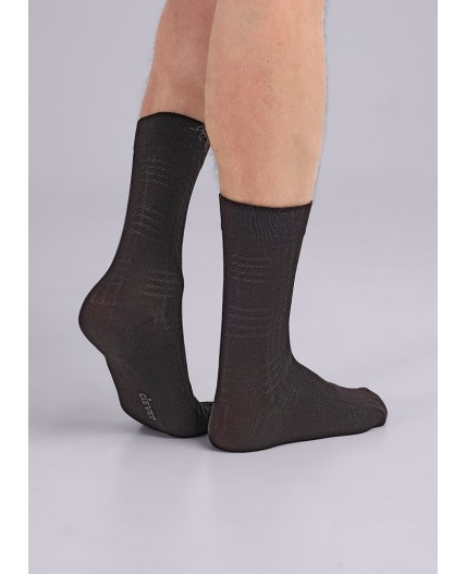 CLE Носки муж.К3402Л дизайн база хл+эл, т.коричневый