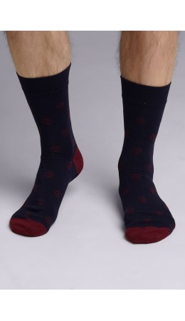 CLE Носки муж.К6403Л дизайн база хл+эл, т.синий