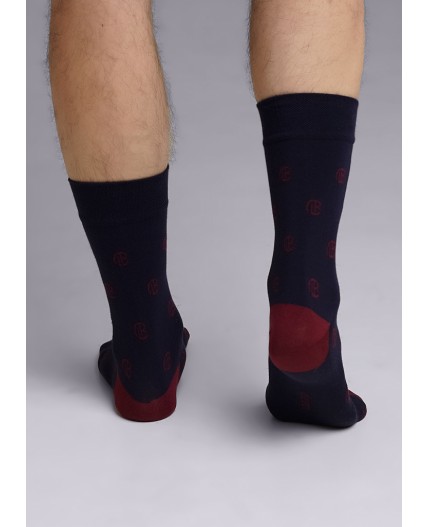 CLE Носки муж.К6403Л дизайн база хл+эл, т.синий