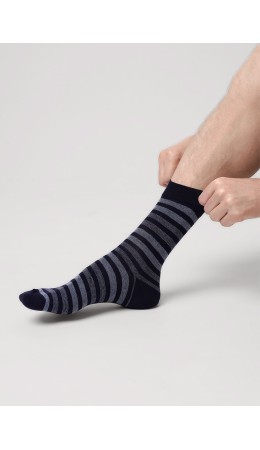 CLE Носки муж.К6502Л дизайн база хл+эл, т.синий