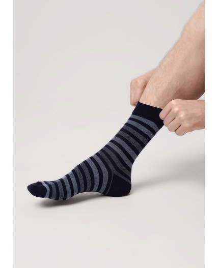 CLE Носки муж.К6502Л дизайн база хл+эл, т.синий