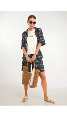 CLE LR26-1234 Блузка жен. Круиз, т.синий/молочный