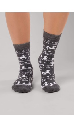 CLE Носки жен.Д2550П НГ плюш, меланж т.серый