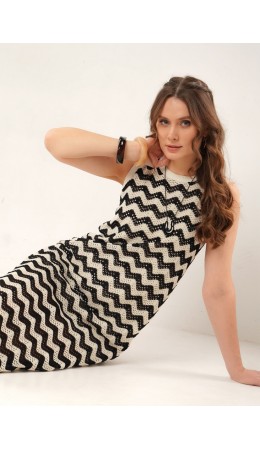 CLE Платье жен. 267235/208ж, т.коричневый/св.бежевый