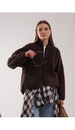 CLE LJ16-103/3 Куртка жен. Флис ОЗ26, т.коричневый