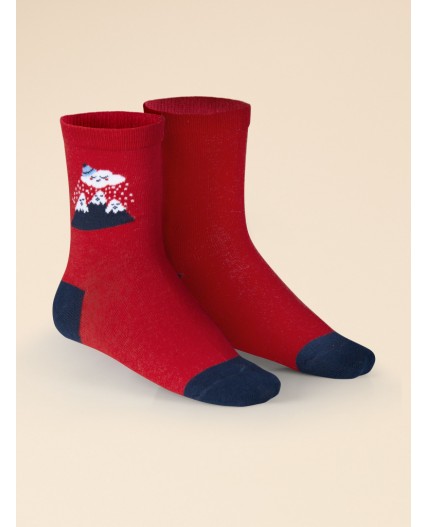 Носки детские Красный/красный/темно-синий(18/18/54)
