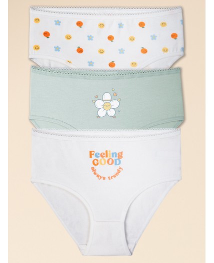 Трусы для девочек Ментол/молочный/молочный(27/28/28)