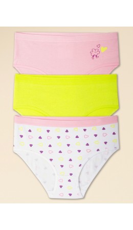 Трусы для девочек Белый/розовый/лаймовый(2/37/56)