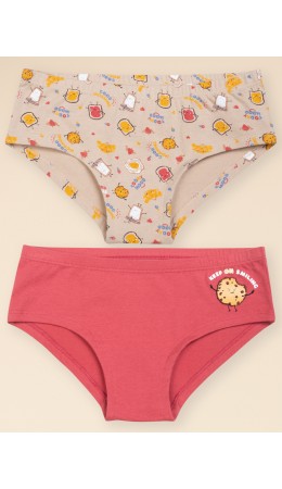 Трусы для девочек Терракотовый/бежевый(44/3)