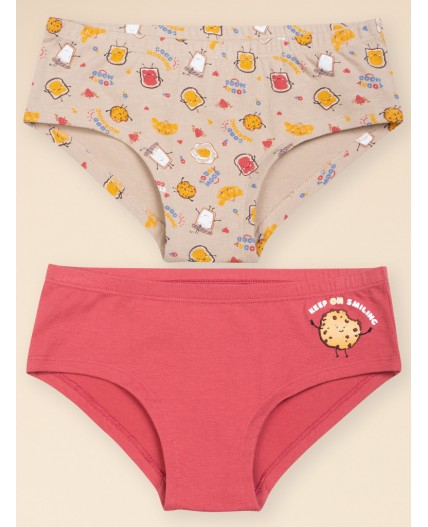 Трусы для девочек Терракотовый/бежевый(44/3)