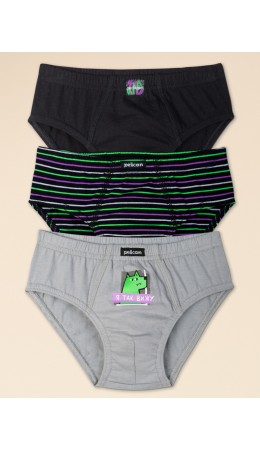 Трусы для мальчиков Черный/серый/черный(49/40/49)