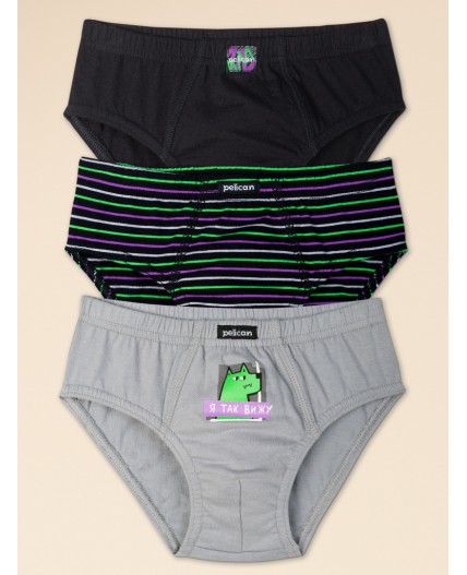 Трусы для мальчиков Черный/серый/черный(49/40/49)