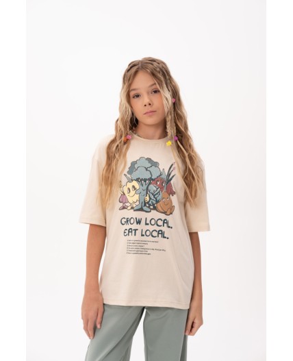 Футболка для девочек Кремовый(19)
